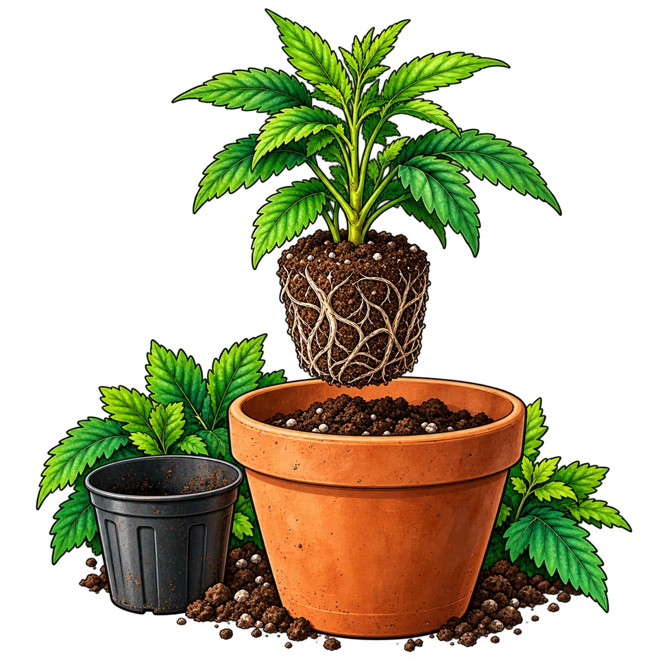 Small pots and root zone illustration