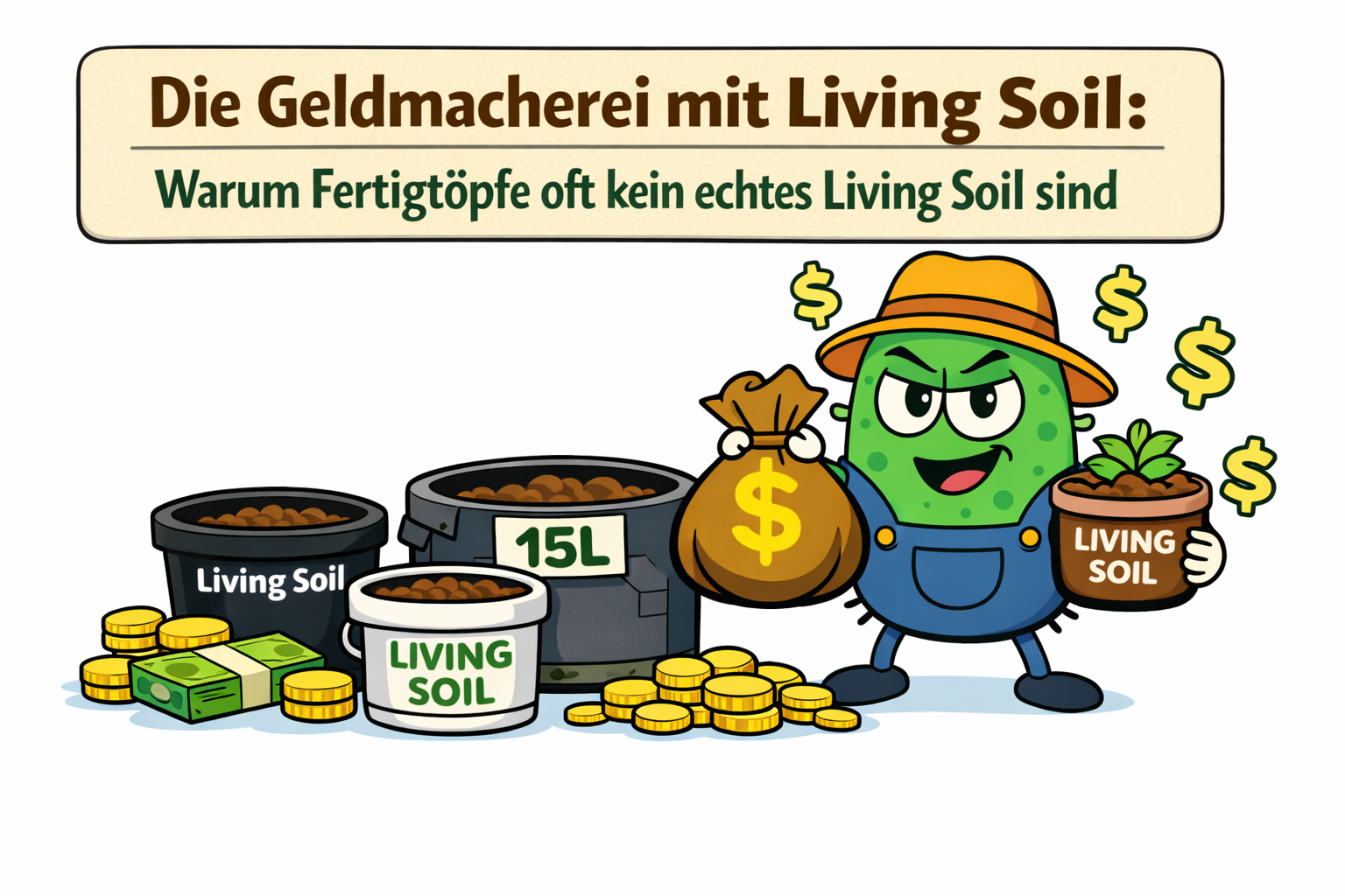 Die Geldmacherei mit Living Soil: Warum Fertigtöpfe, Buckets und Stofftöpfe oft kein echtes Living Soil sind