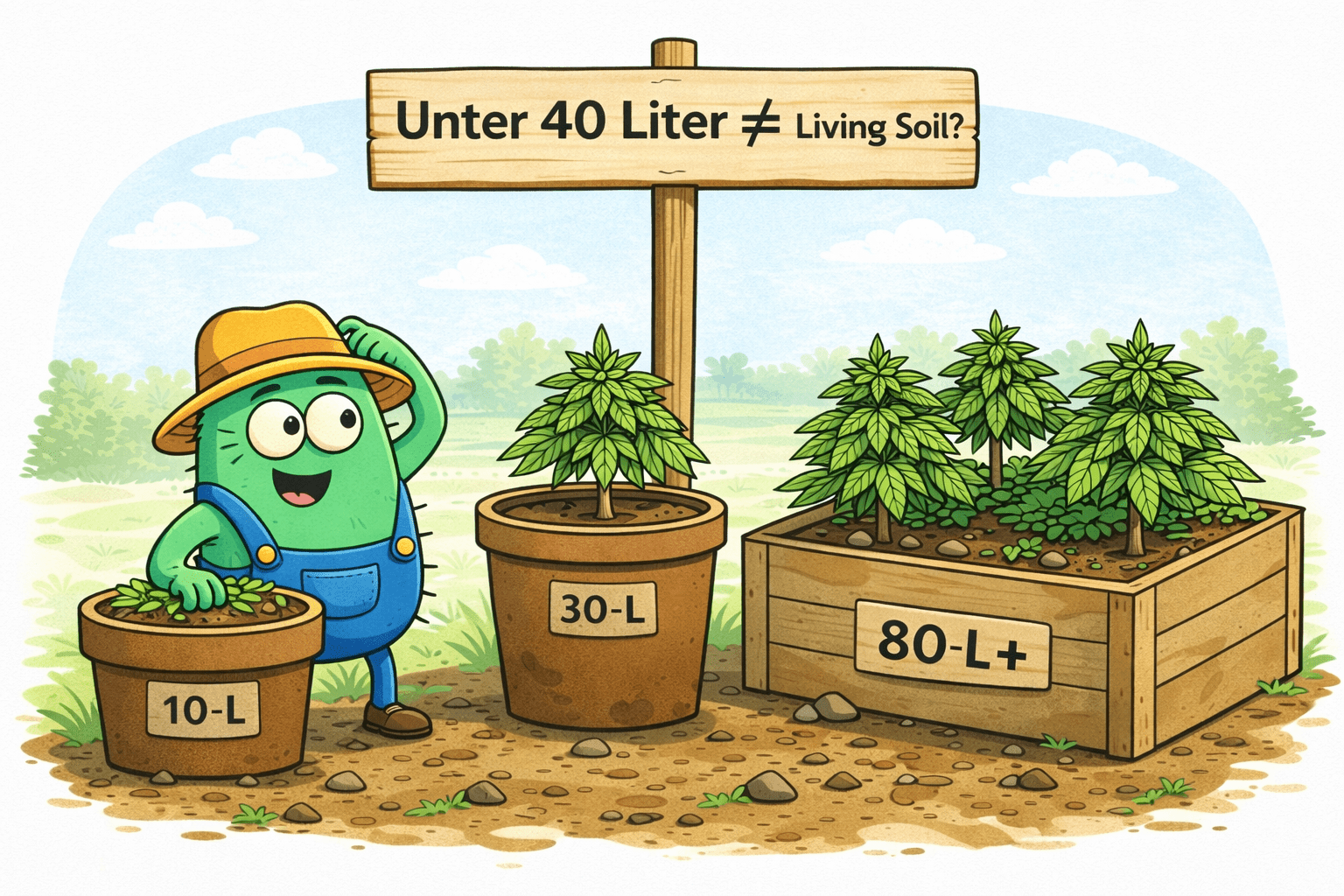 Living Soil Topfgröße: Warum echtes Living Soil erst ab ~40 Liter beginnt - CannaSelection®