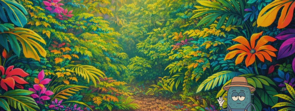 CannaSelection Headerbild für Living Soil und Grow Wissen im tropischen Editorial-Stil
