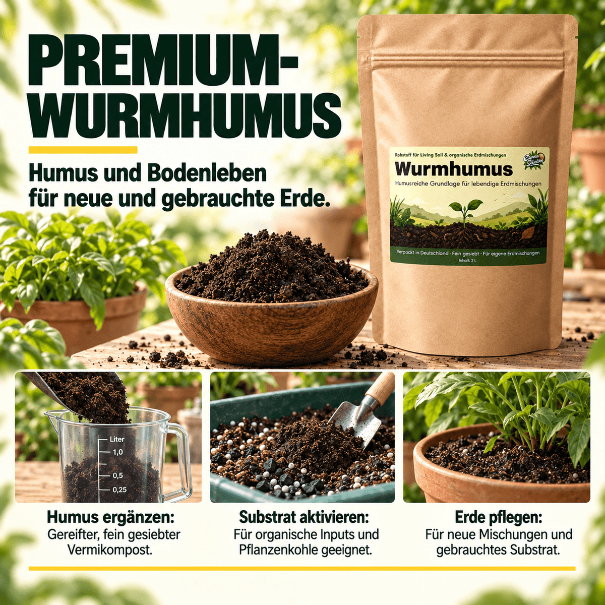 Lebendiger Premium-Wurmhumus - CannaSelection®