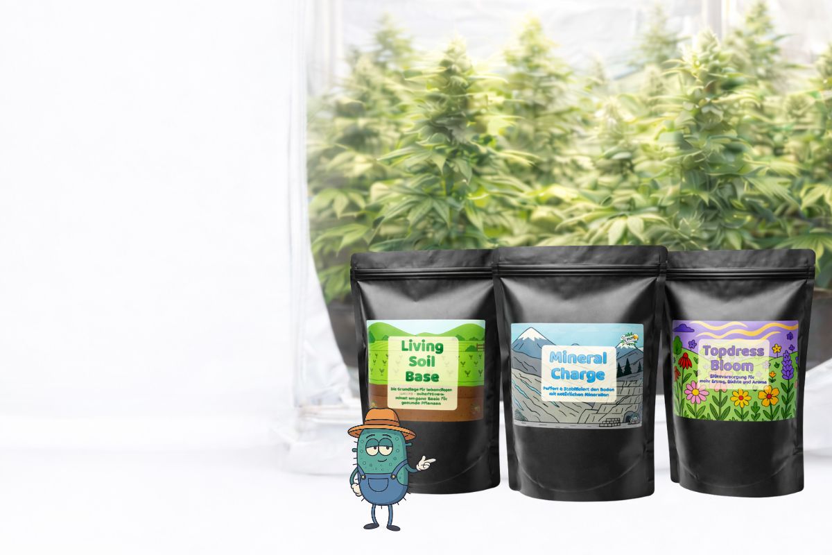 Organic Line Produkte mit Living Soil Base, Mineral Charge und TopDress Bloom