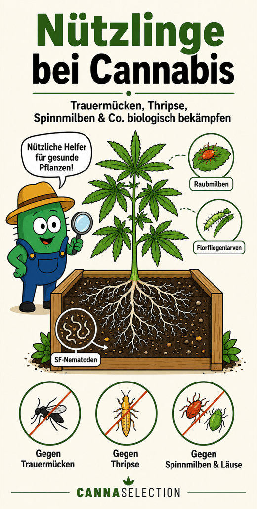 Organismos beneficiosos para cannabis: combatir biológicamente la mosca del mantillo, los trips, la araña roja y otros plaguicidas